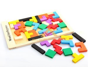 42 PARÇA RENKLİ 27x18cm TAMAMI AHŞAP TETRİS