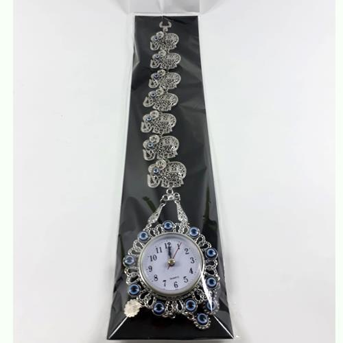 Nazarlık 7 Fil İşlemeli Duvar Saati 53 Cm 925 Gümüş kaplama