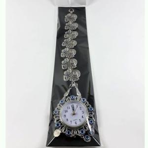 Nazarlık 7 Fil İşlemeli Duvar Saati 53 Cm 925 Gümüş kaplama