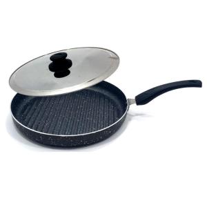 Özel Grill Tabanlı Granit Kaplama Kapaklı Izgara ve Balık Tavası 32 cm