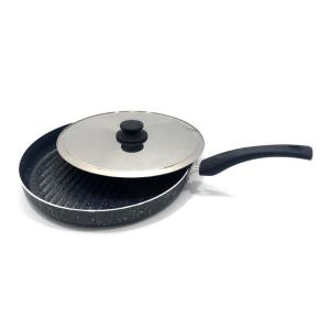 Özel Grill Tabanlı Granit Kaplama Kapaklı Izgara ve Balık Tavası 32 cm