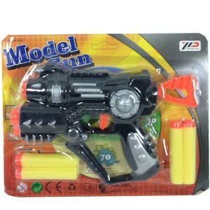 Sünger Mermi Atan Tabanca Zararsız ,Güvenli Dart Tabanca 4 Mermi ve Mermi Hazneli Eğlenceli Silah