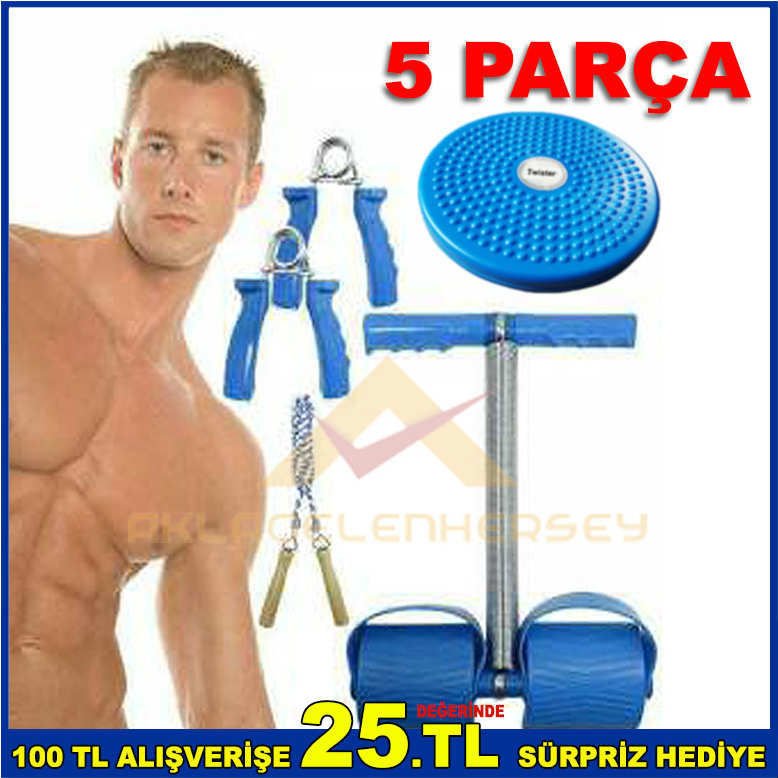 5 PARÇA EGZERSİZ VE SPOR ALETLERİ SETİ TWİSTER, EL YAYI, İP, EGZERSİZ YAYI