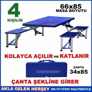4 Kişi Çanta Şeklinde Portatif Piknik Masası