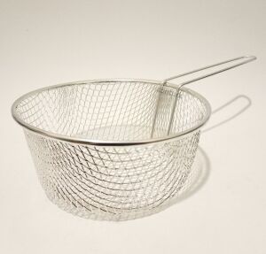 Kalaylı Paslanmaz Çelik 24cm Fritöz Sepeti Fonksiyonel Tek Saplı Kızartma Teli Pratik Cips Kevgiri