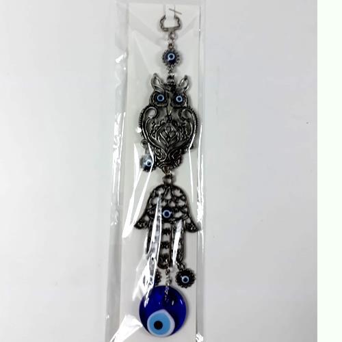 Nazarlık Baykuş Ve El İşlemeli Duvar Süsü 30 Cm 925 Gümüş kaplama