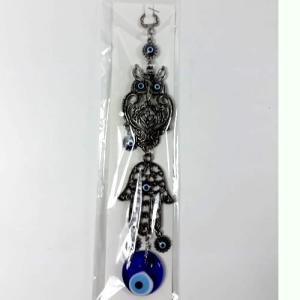 Nazarlık Baykuş Ve El İşlemeli Duvar Süsü 30 Cm 925 Gümüş kaplama