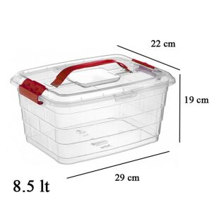 Üstten Tutmalı 3'lü Şeffaf Plastik Saklama ile Taşıma Kabı Takımı