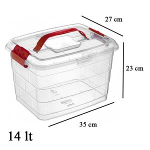 Üstten Tutmalı 3'lü Şeffaf Plastik Saklama ile Taşıma Kabı Takımı