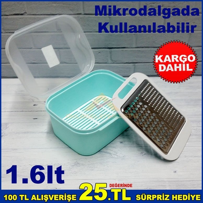 1.6Litre Maxi Saklama Kabı Rendeli Hava Almaz Vakum Korumalı