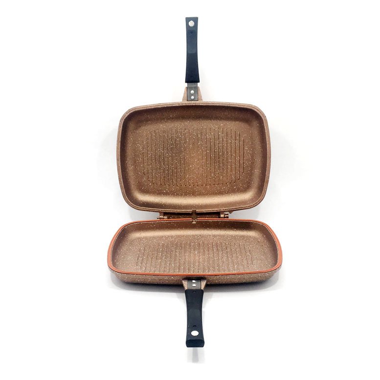 Çift Kapaklı Silikon Contalı Granit Döküm Tava Büyük Boy Mıknatıslı Izgara Tavası