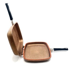 Çift Kapaklı Silikon Contalı Granit Döküm Tava Büyük Boy Mıknatıslı Izgara Tavası