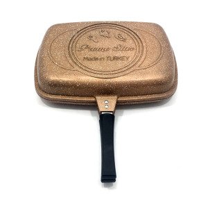 Çift Kapaklı Silikon Contalı Granit Döküm Tava Büyük Boy Mıknatıslı Izgara Tavası