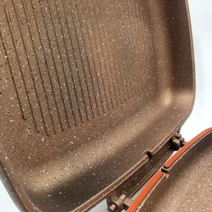 Çift Kapaklı Silikon Contalı Granit Döküm Tava Büyük Boy Mıknatıslı Izgara Tavası