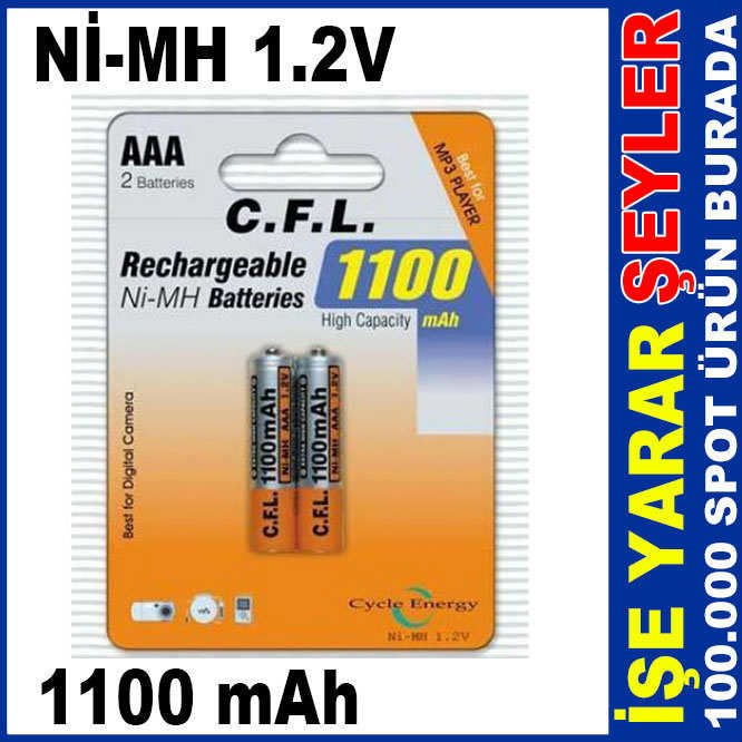 CFL 1100 mAh Nİ-MH 1.2v ŞARJLI İNCE KALEM PİL