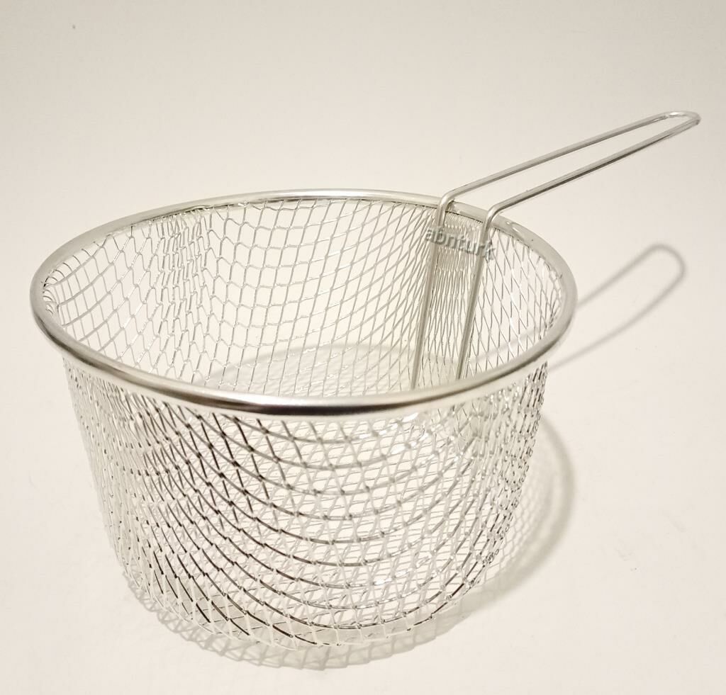 Kalaylı Paslanmaz Çelik 20cm Fritöz Sepeti Fonksiyonel Tek Saplı Kızartma Teli Pratik Cips Kevgiri