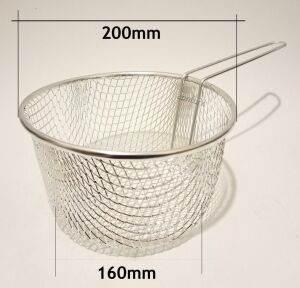 Kalaylı Paslanmaz Çelik 20cm Fritöz Sepeti Fonksiyonel Tek Saplı Kızartma Teli Pratik Cips Kevgiri
