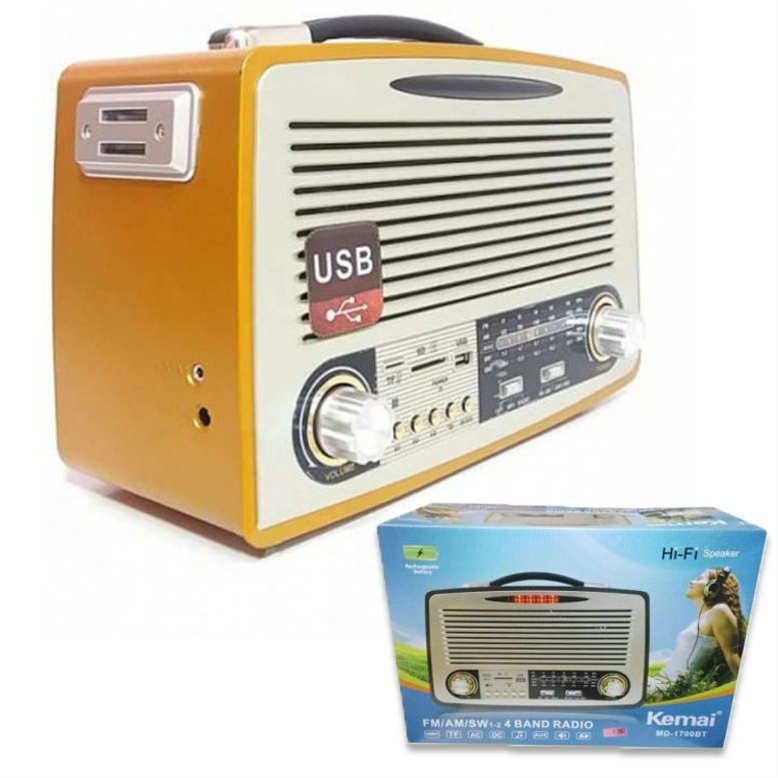 Kemai Md-1700 BT Nostalji Radyo Bluetooth+Fm Radyo+Usb+Sd Kart En Yeni Teknoloji ile Portatif Radyo