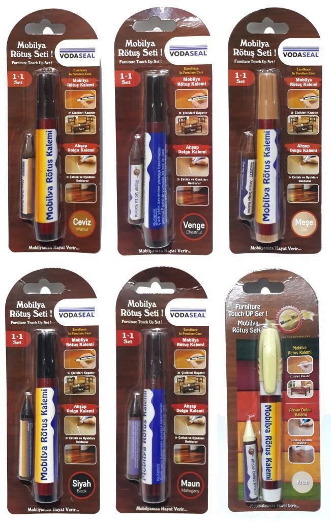 Siyah Renk 1+1 Dolgu Kalemi Hediyeli 1 adet Mobilya Rötuş Kalemi Vodaseal Kalem Mobilyada Sıfır Hata