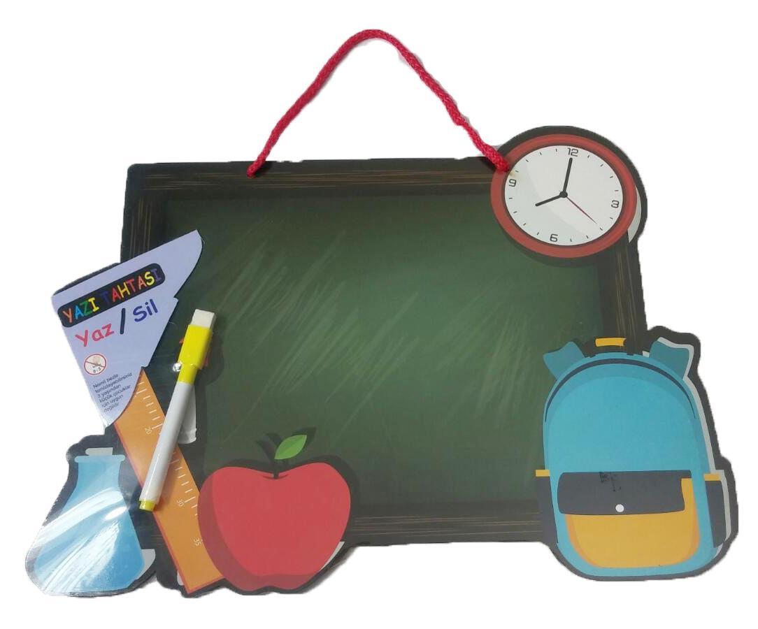 Nostalji Kara Tahta Sitili Ön Yüzü Ahşap Yazı Tahtası Arka Yüzü Boyama Aktivitesi