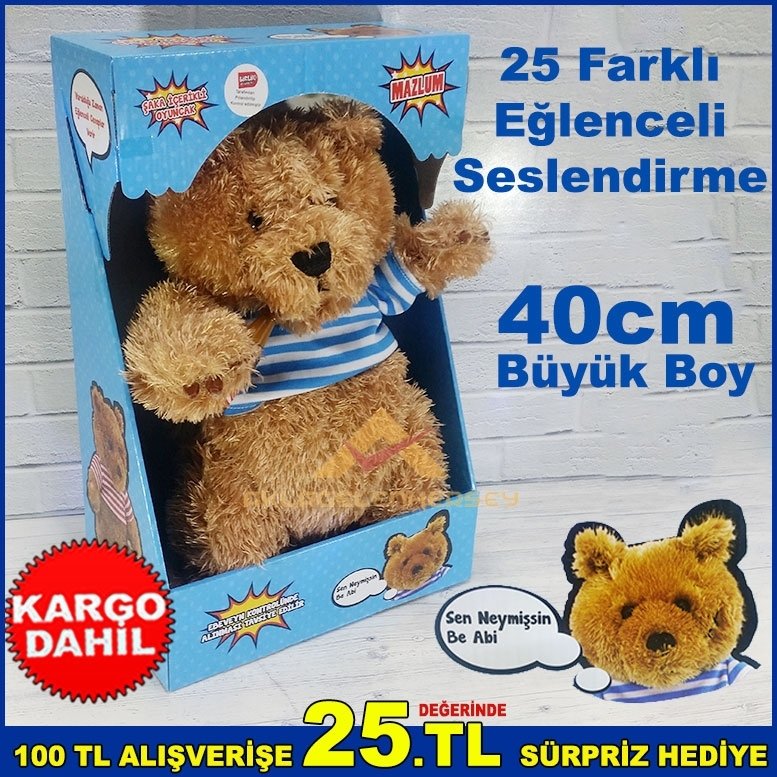 Vurulduğunda 25 Eğlenceli Sesli Oyuncak Mazlum Peluş Ayıcık