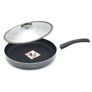 Leydi Petek Tabanlı 32cm Teflon Balık Tavası Kapak Alüminyumdur