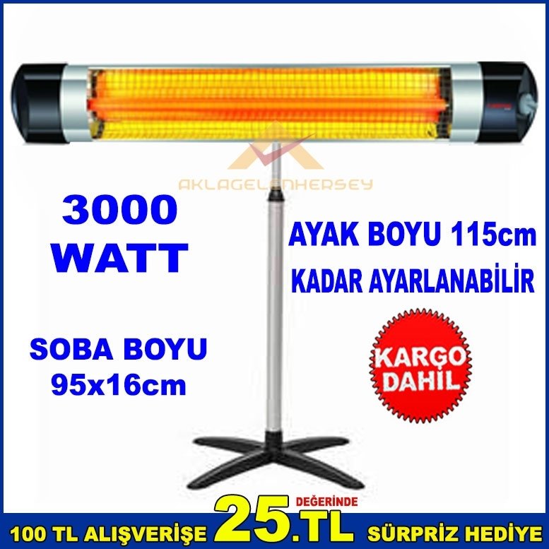 3000W İNFRARED ISITICI ELEKTRİKLİ SOBA + ALÜMİNYUM AYAK HEDİYELİ