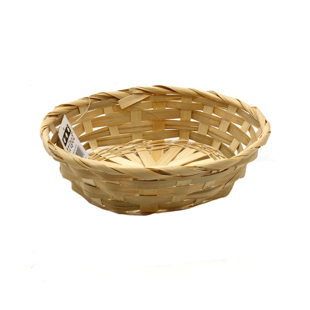 Dekoratif Hasır Örme Elips Model Mini Sepet - Ekmek Sepeti 20cm