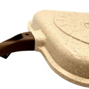 Döküm Granit Kare Grill Tava 28x28cm Özel Tabanlı Izgara Tavası ThermoAD Granit Döküm Tava