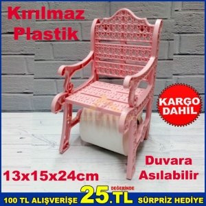 Kırılmaz Plastik Koltuk Şeklinde Mint Mavisi Tuvalet Kağıt Askısı