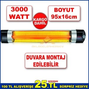 MERTTUĞ 3000W DUVARA MONTE İNFRARED ISITICI ELEKTRİKLİ SOBA