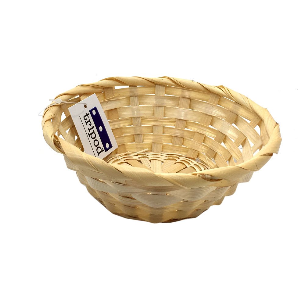 Dekoratif Hasır Örme Yuvarlak Model Mini Sepet Ekmek Sepeti 17cm