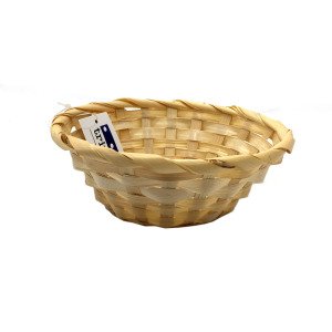 Dekoratif Hasır Örme Yuvarlak Model Mini Sepet Ekmek Sepeti 17cm