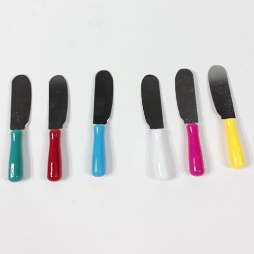 6Lı Rengarenk Saplı Paslanmaz Mini Tereyağ Bıçak Seti
