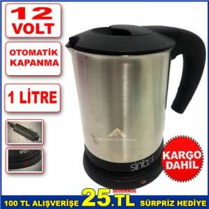 Tam Otomatik Araç Kettle Paslanmaz Çelik Gizli Resiztanlı 1 Litre Araç İçi Su Isıtıcı Oto Kettle
