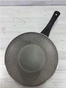 Granit Vog tava,28cm alüminyum üze tavari granit wok tava,6cm derinliğinde sağlıklı pişiren vok tava