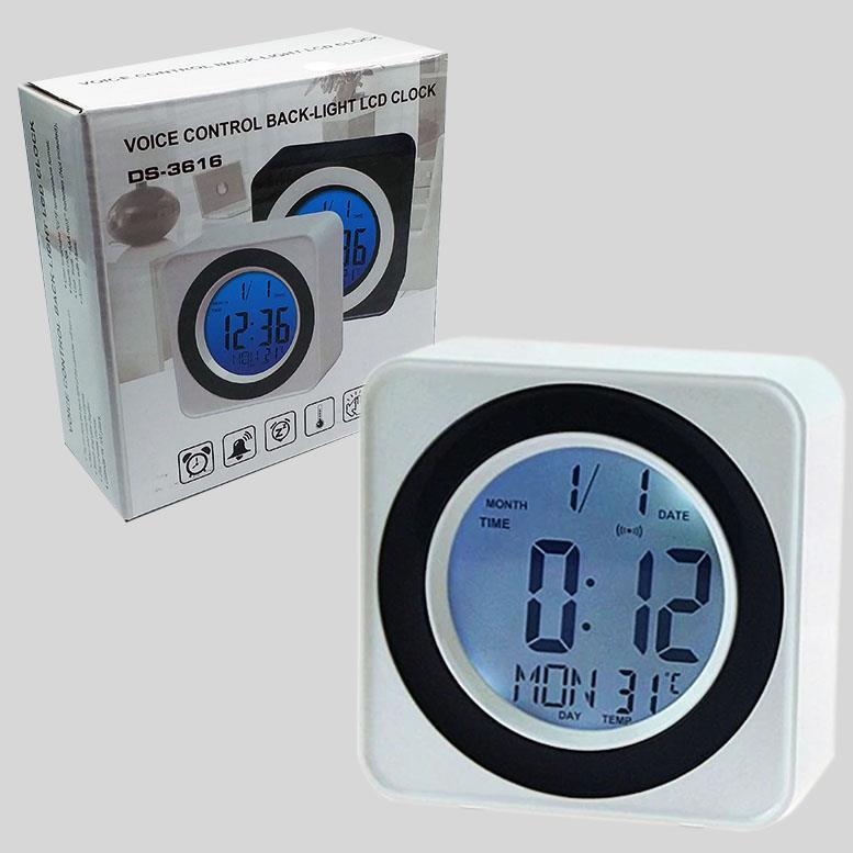 Dijital Masa Saati Dekoratif Sese Duyarlı Işıklı Termometreli