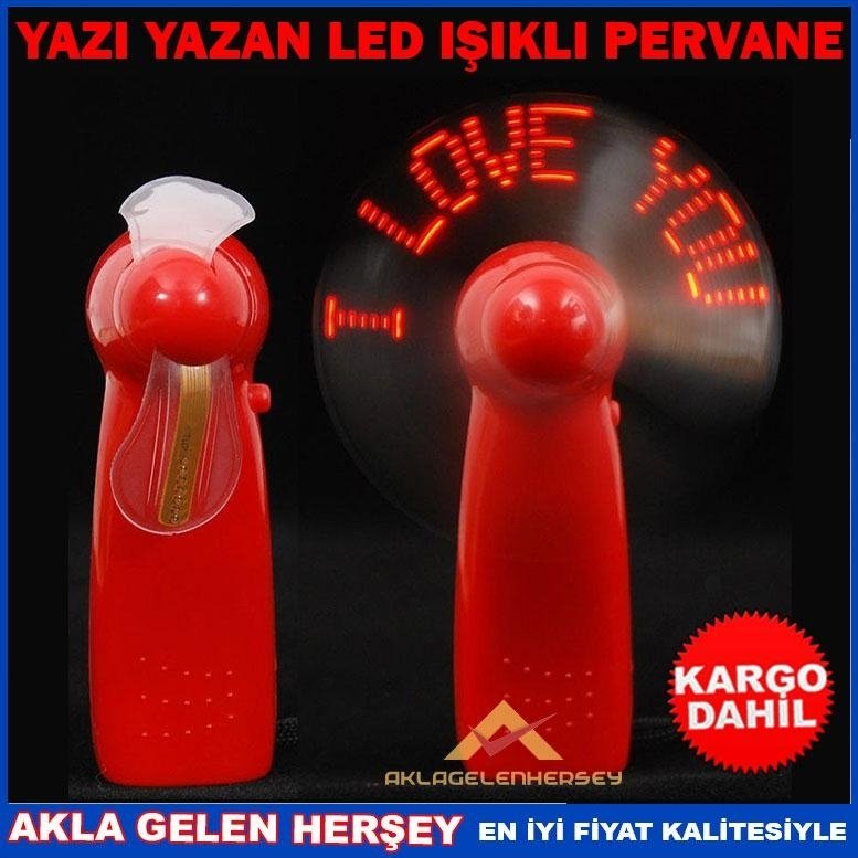 Kargo Dahil LED IŞIK YAZI YAZAN PERVANE SERİNLETEN EL VANTİLATÖRÜ