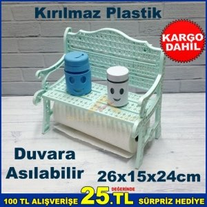 Kırılmaz Plastik Koltuk Şeklinde Mint Mavisi Kağıt Havluluk