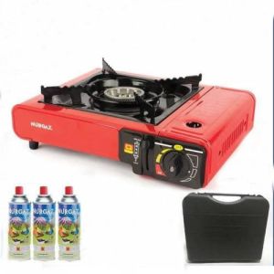 3 Tüp Hediye Kendinden Çakmaklı Seyyar Kamp Ocağı 3 Adet Gaz Kartuşu Hediyeli Çantalı Portatif Ocak