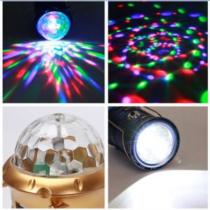 Şarjlı Çok Fonksiyonlu Disko Toplu Power Bank Özellikli Kamp Feneri - El Feneri Işıldak