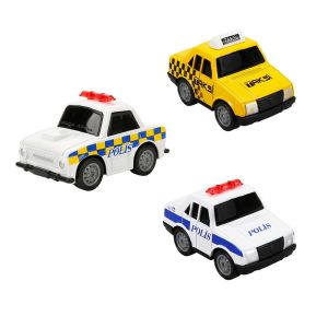 Maxx Wheels 6,5 cm Metal Polis Arabası, Damalı Polis Arabası ve Taksi