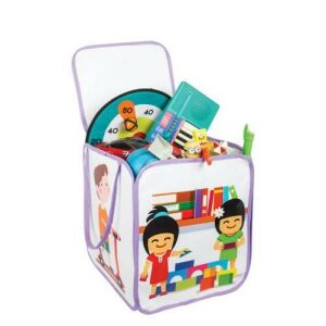 Katlanabilir Kapaklı Oyuncak Sepeti 35x35x40cm Sağlıklı Kumaş TürkMalı Katlanır Kirli Çamaşır Sepeti