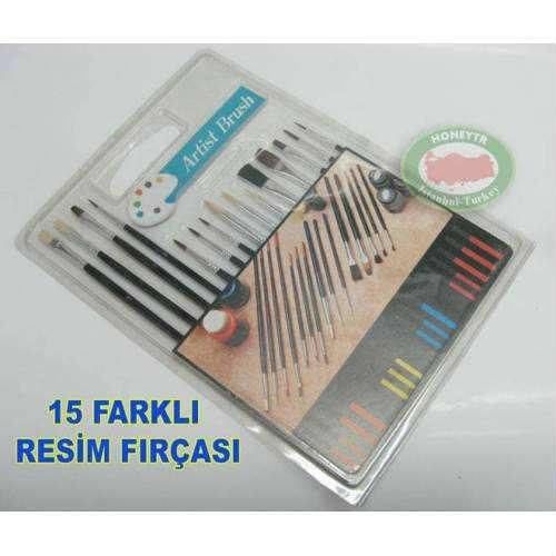 Sanata giriş 15 farklı özellikte yağlı ve sulu boya resim için 15 adet sanatsal resim fırçaları seti