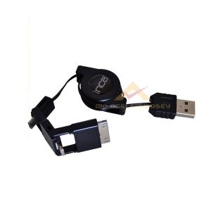 13cm'den 80cm'e Kapasiteli Şarj Kablosu İphone5 ve 4,Ipad 2 ve 4 ve Samsung Uçlu Araç Şarj Kablosu