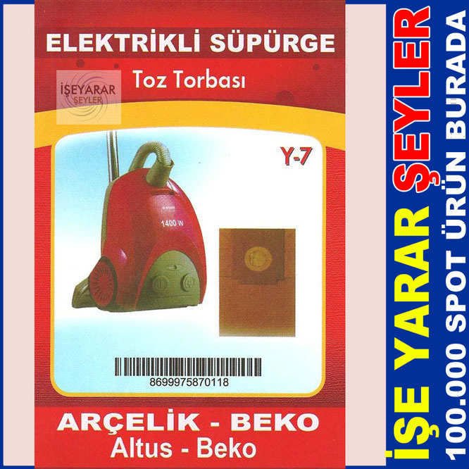 ARÇELİK,BEKO ELEKTRİK SÜPÜRGE TOZ TORBASI Y7