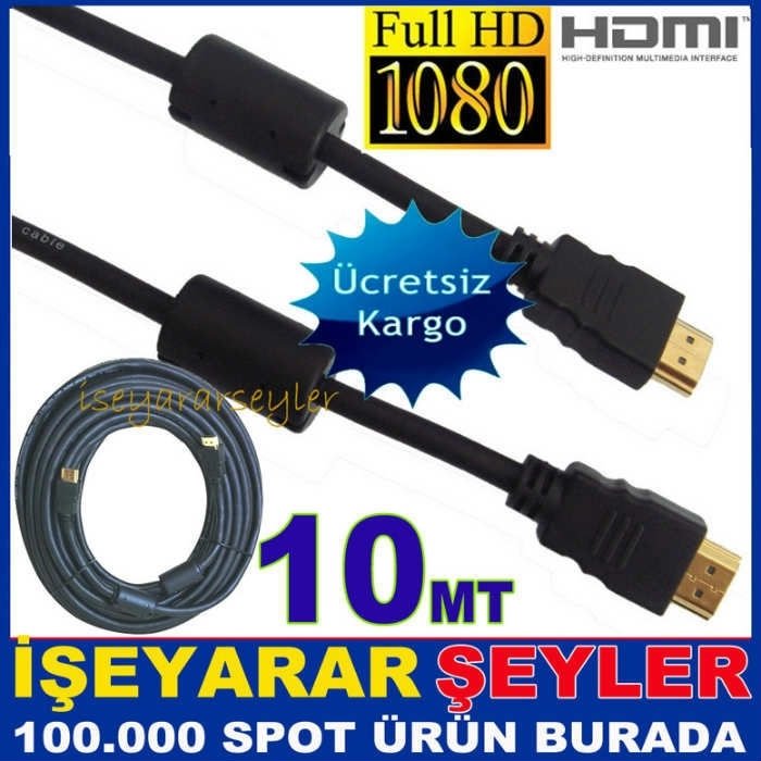En iyi kalite hdmi kablo 10 metre uzun boy altın uçlu HDMI kablo