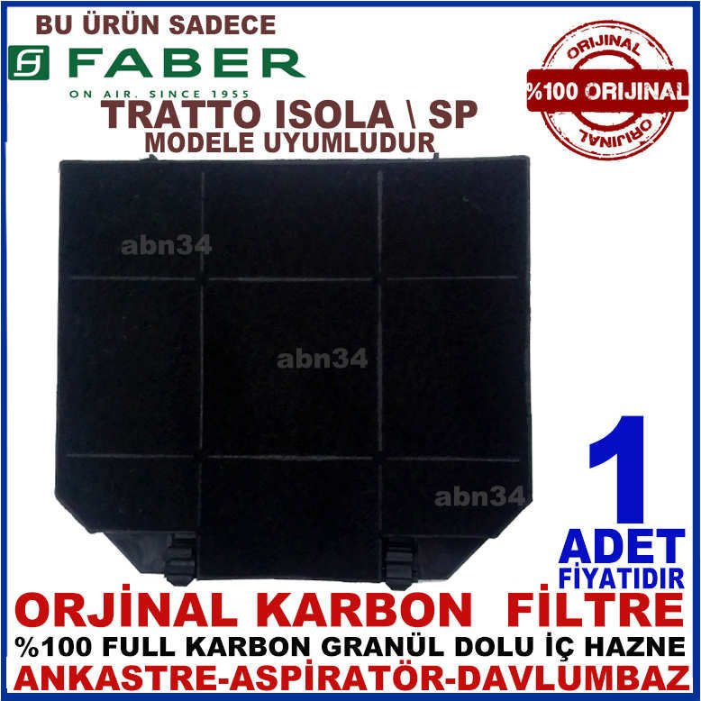 FABER TRATTO ISOLA \ SP ANKASTRE DAVLUMBAZ ASPİRATÖR KARBON FİLTRESİ-1013