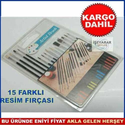 Sanata giriş 15 farklı özellikte yağlı ve sulu boya resim için 15 adet sanatsal resim fırçaları seti