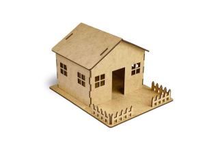 Eğitici ve Öğretici Sökülüp Takılabilen Ahşap Bahçeli Ev Maketi